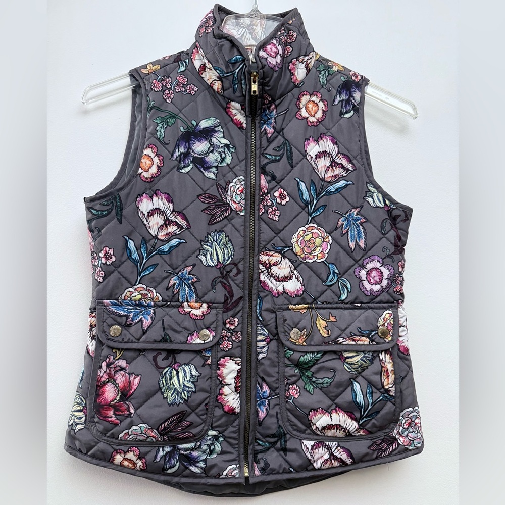 Artisan Ny Floral Quilted Vest - Gray and Multicolor
